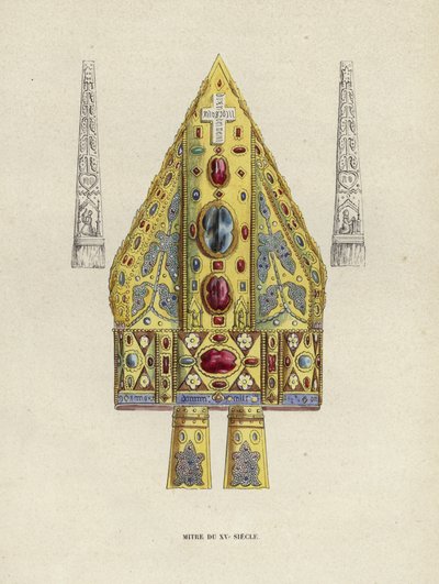 Mitre Du XVe Siecle (gravura a cores) de European School