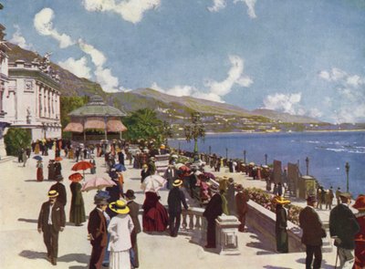 Monte-Carlo, La Terrasse e o Kiosque de la Musique (litografia a cores) de European School