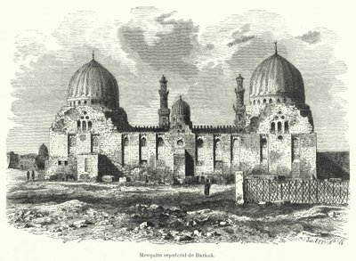 Mesquita e Mausoléu do Sultão Barquq, Cairo, Egito (litho) de European School