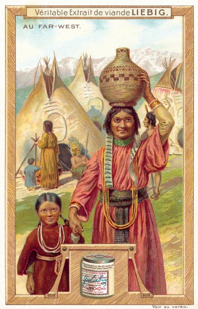 Aldeia indígena americana (chromolitho) de European School