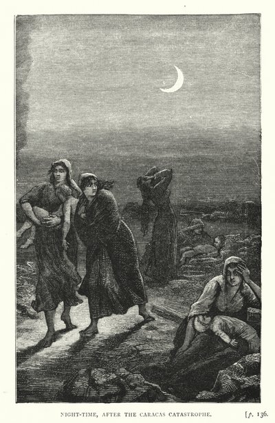 Noite, após a catástrofe de Caracas (gravura) de European School