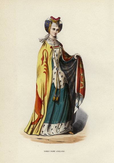 Noble Dame Anglaise (gravura colorida) de European School