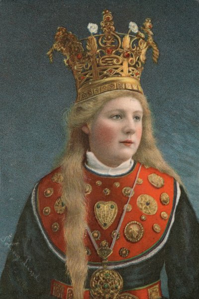 Noiva norueguesa, com a sua coroa (litografia) de European School