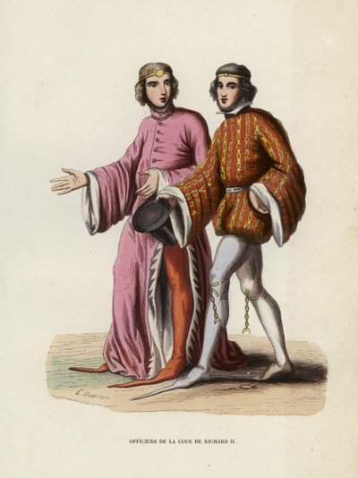 Officiers De La Cour De Richard II (gravura a cores) de European School