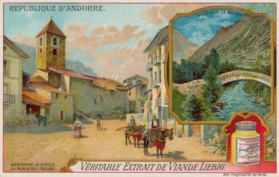 Old Church Square e uma ponte sobre o Rio Valira de European School