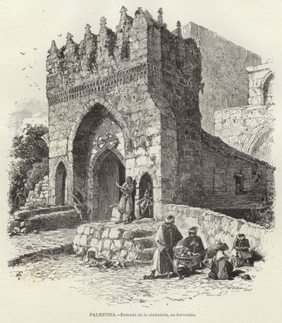 Palestina, entrada da cidadela, em Jerusalém de European School