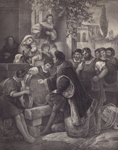 Raphael Desenhando a Virgem e a Criança (litho) de European School