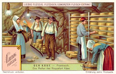 Queijos Roquefort com cura em França (chromolitho) de European School
