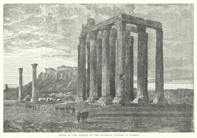 Ruínas do Templo do Júpiter Olímpico em Atenas (gravura) de European School