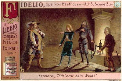 Cena da ópera Fidelio (chromolitho) de Beethoven de European School