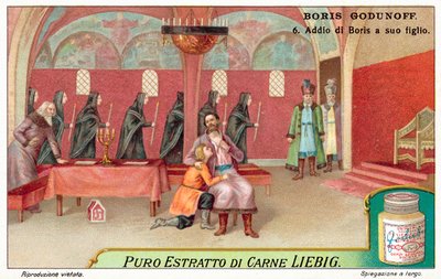 Cena da ópera do Modesto Mussorgsky Boris Godunov (chromolitho) de European School
