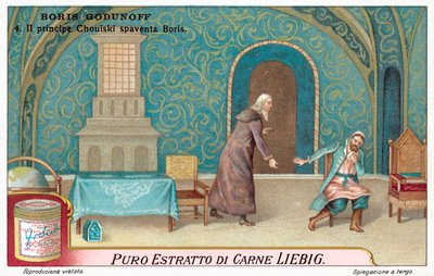 Cena da ópera do Modesto Mussorgsky Boris Godunov (chromolitho) de European School