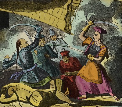 Shing Shi ou Ching Shih (morreu em 1844). Mulher pirata chinesa do século XIX. Ela comandou uma verdadeira frota com a qual derrotou o Almirante Kwo Lang. de European School
