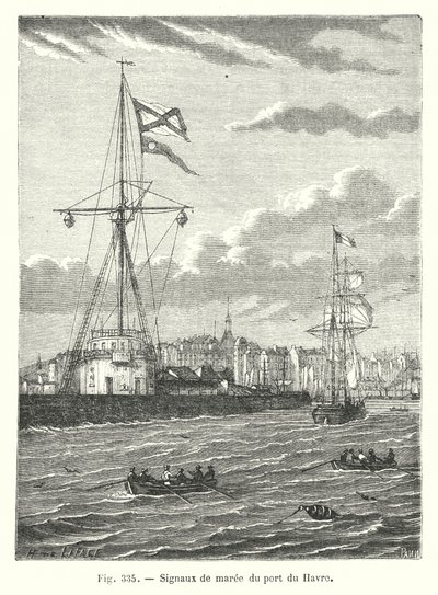 Sinais de maré do porto do Havre (gravura) de European School
