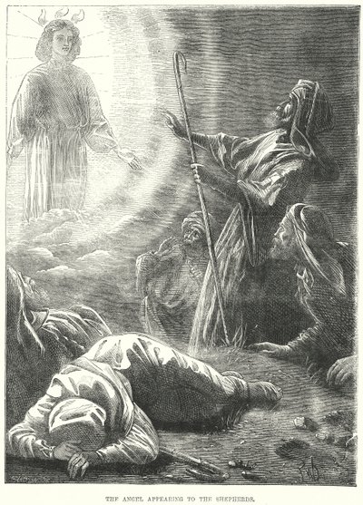 O Anjo que aparece aos pastores (gravura) de European School