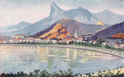 A parte de Botafogo da Avenida da Baía do Rio, com vista para o Corcovado (litografia colorida) de European School
