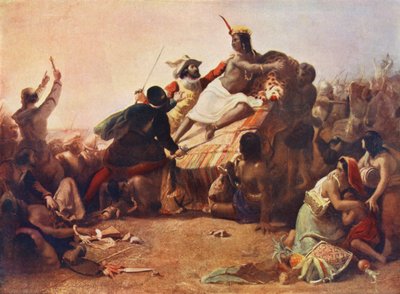 A captura do Inca (litografia a cores) de European School