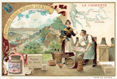 A Charente, e uma vista de Angouleme (chromolitho) de European School
