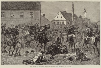 Os motins na Croácia, os hussardos dispersando os motins no Agram (gravação) de European School