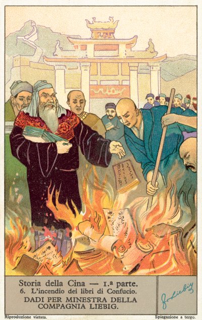 A queima dos livros de Confúcio (chromolitho) de European School