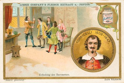 Torricelli, cartão Liebig, início do século XX (cromo) de European School