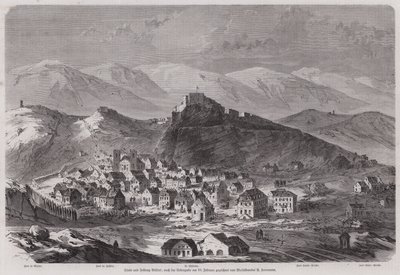 Cidade e fortaleza de Belfort, França, após sua rendição aos alemães sitiados, Guerra Franco-Prussiana de European School