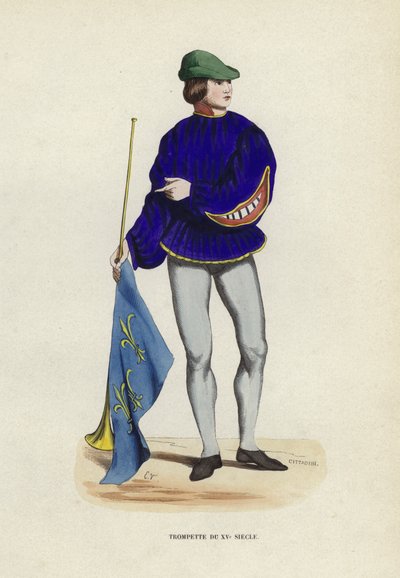 Trompette Du XVe Siecle (gravura a cores) de European School