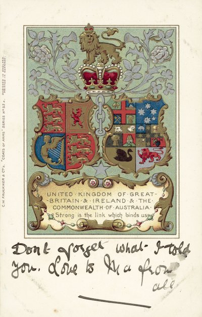 Reino Unido da Grã-Bretanha e Irlanda e Commonwealth da Austrália (litografia a cores) de European School