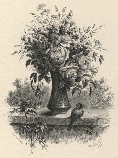 Vaso de flores (gravura) de European School