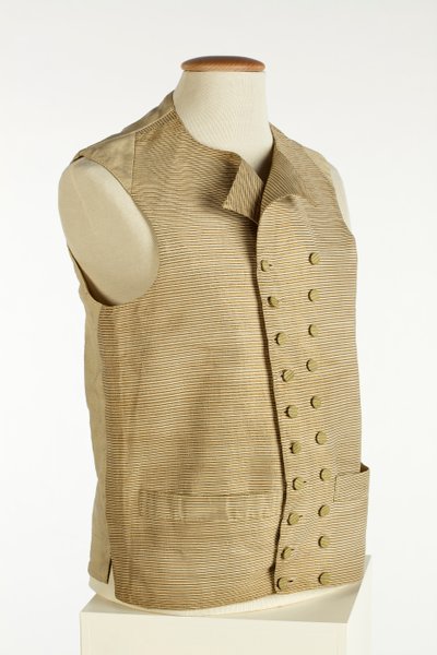 Colete em tecido de seda com ouro fino, creme e listras laranjas, c.1780-90 (seda) de European School