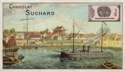 Navio de guerra em Taku, China, Boxer Rebellion, 1900 de European School