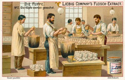 Cabeças de bonecas de encerar (chromolitho) de European School