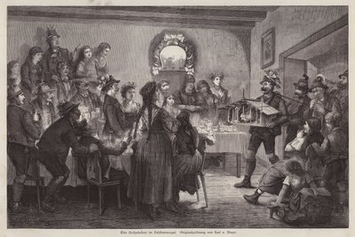 Festa de casamento no Salzkammergut, Áustria (gravura) de European School
