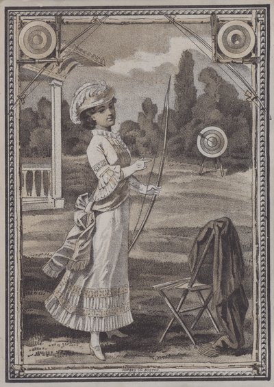 Mulher que faz tiro com arco e flecha (litho) de European School