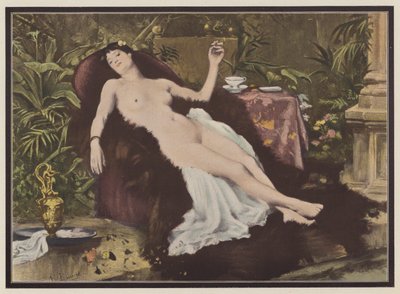 Mulher a fumar depois de um banho (cor litho) de European School
