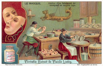 Workshop de um mascarador medieval (chromolitho) de European School