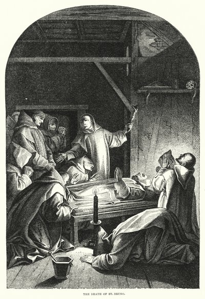 A Morte de São Bruno (gravura) de Eustache (after) Le Sueur