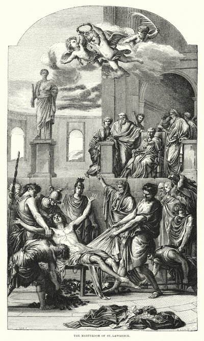 O Martírio de São Lourenço (gravura) de Eustache (after) Le Sueur