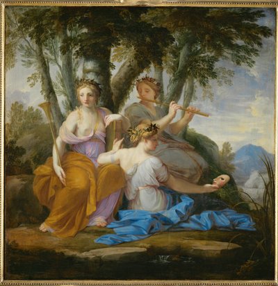 Clio, Euterpe et Thalia - As musas Clio, Euterpe e Thalia ... de Eustache (studio of) Le Sueur