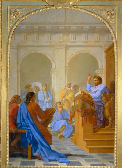 Saint Bruno enseigne la theologie dans les ecoles de Reims - São Bruno ensina teologia nas escolas de Reims ... de Eustache (studio of) Le Sueur