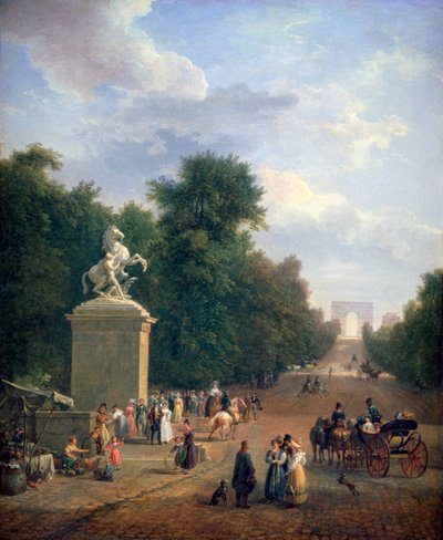 A entrada para os Champs-Élysées, c1804-1836 de Eustache Francois Duval