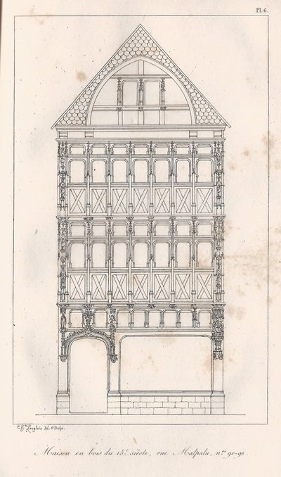 Casa de madeira do século 15, rue Malpalu n ° 90-92 de Eustache Hyacinthe Langlois
