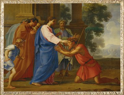 Cristo cura o cego de nascença (pintura sobre madeira) de Eustache Le Sueur