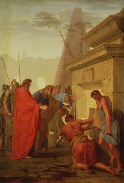 Darius Hystaspes abre a tumba de Nitocris, c.1649 de Eustache Le Sueur