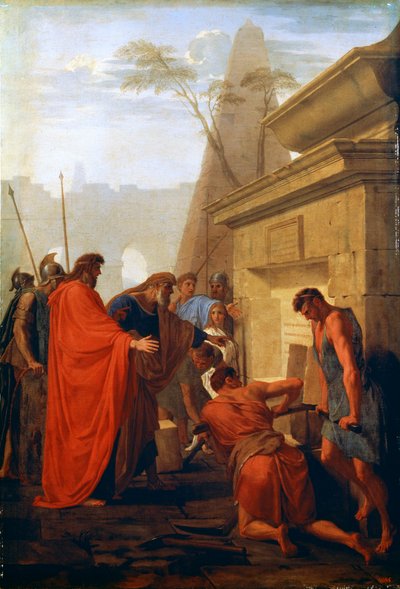 Dario, a Grande Abertura do Túmulo de Nitocris, século XVII de Eustache Le Sueur