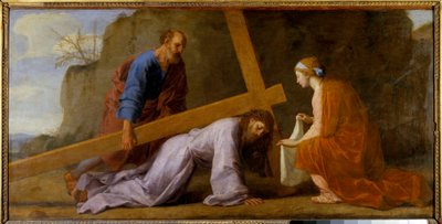 Jesus carregando sua cruz (carregando a cruz ou caminho da cruz), c.1651 (óleo sobre tela) de Eustache Le Sueur