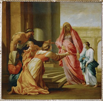 A Virgem Maria levada ao templo (pintura sobre tela) de Eustache Le Sueur