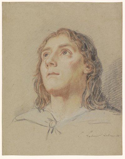 Cabeça de um jovem com cabelo comprido de Eustache Lesueur