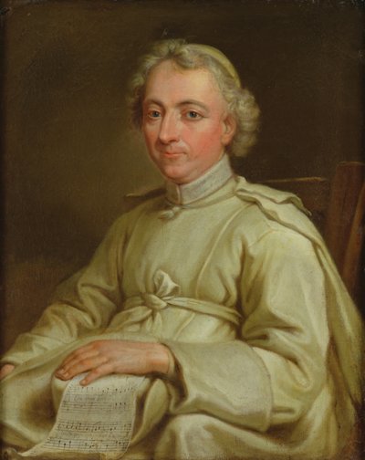Retrato de uma Canon segurando uma folha de pontuação de Eustache Restout