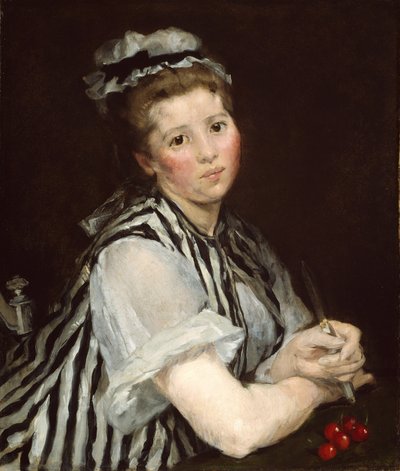 Rapariga com cerejas, c.1870 (óleo sobre tela) de Eva Gonzalès